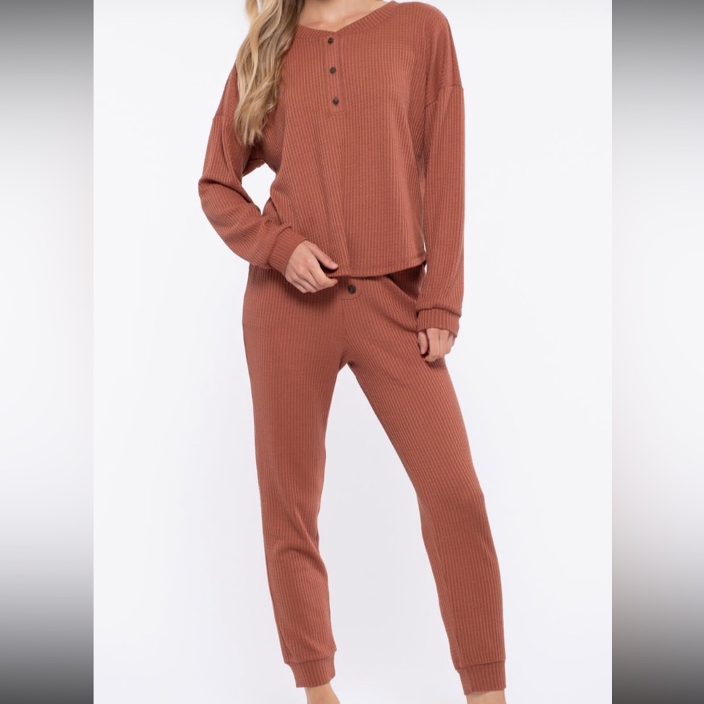 NWT Waffle Henley Pajama Set